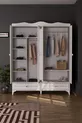 Armoire Nova à 4 portes avec 2 tiroirs et miroir, blanche