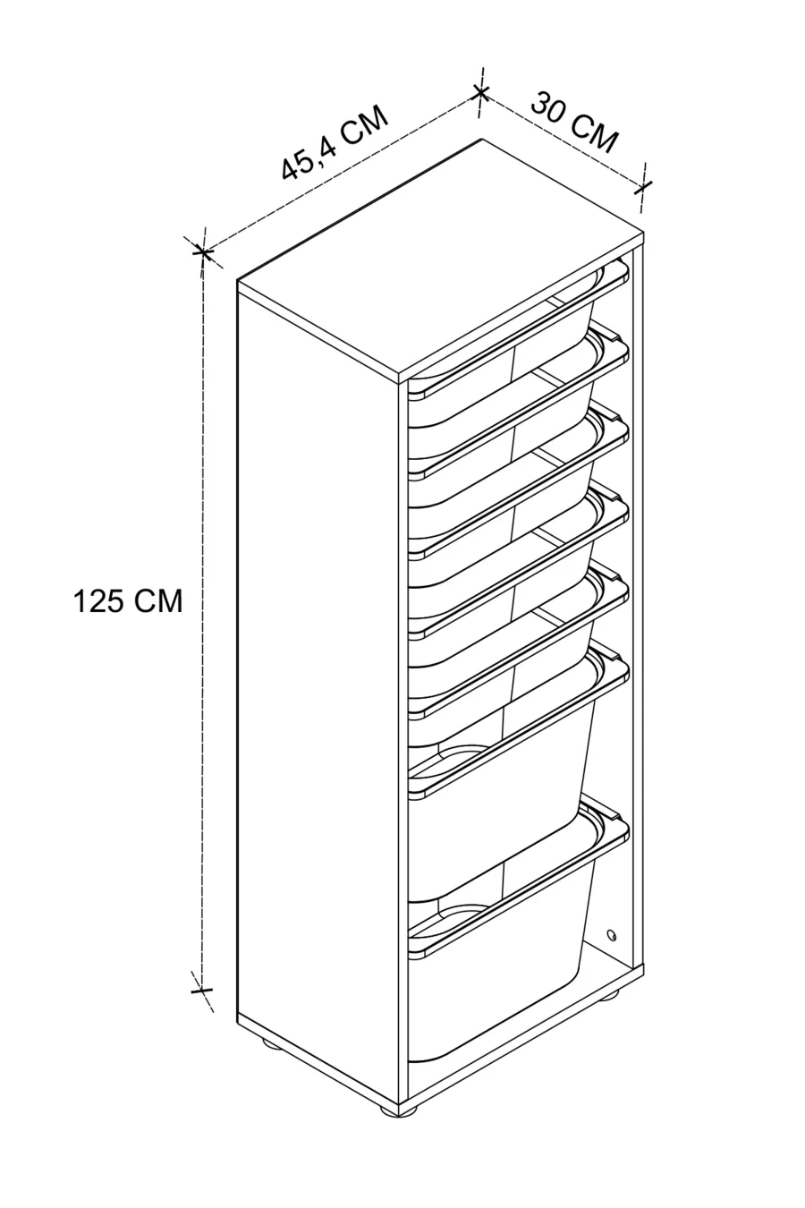 Armoire à 7 paniers Armoire polyvalente Armoire à jouets Pera Saphir Chêne