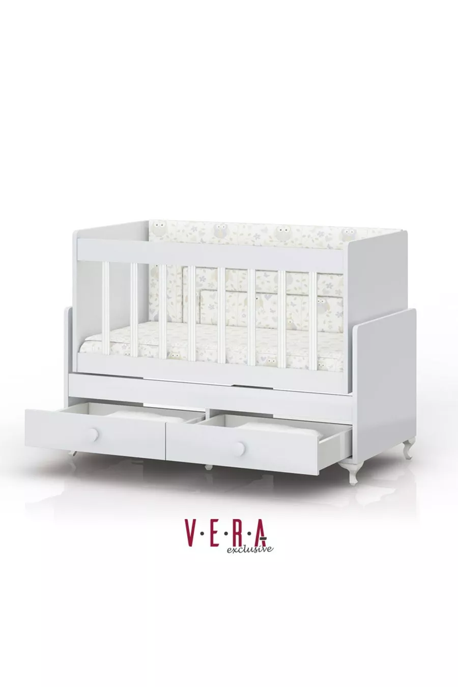 Berceau à bascule pour maman, gris avec set de sommeil, lit avec tiroirs X