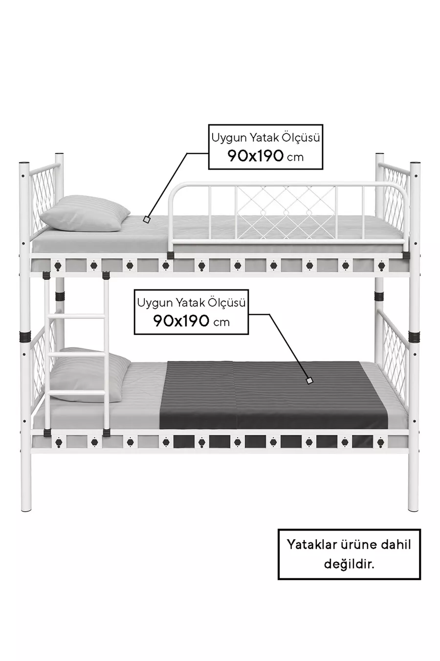 Chambre d'enfant élégante pour jeunes avec lits superposés en métal et cadre de lit en bois