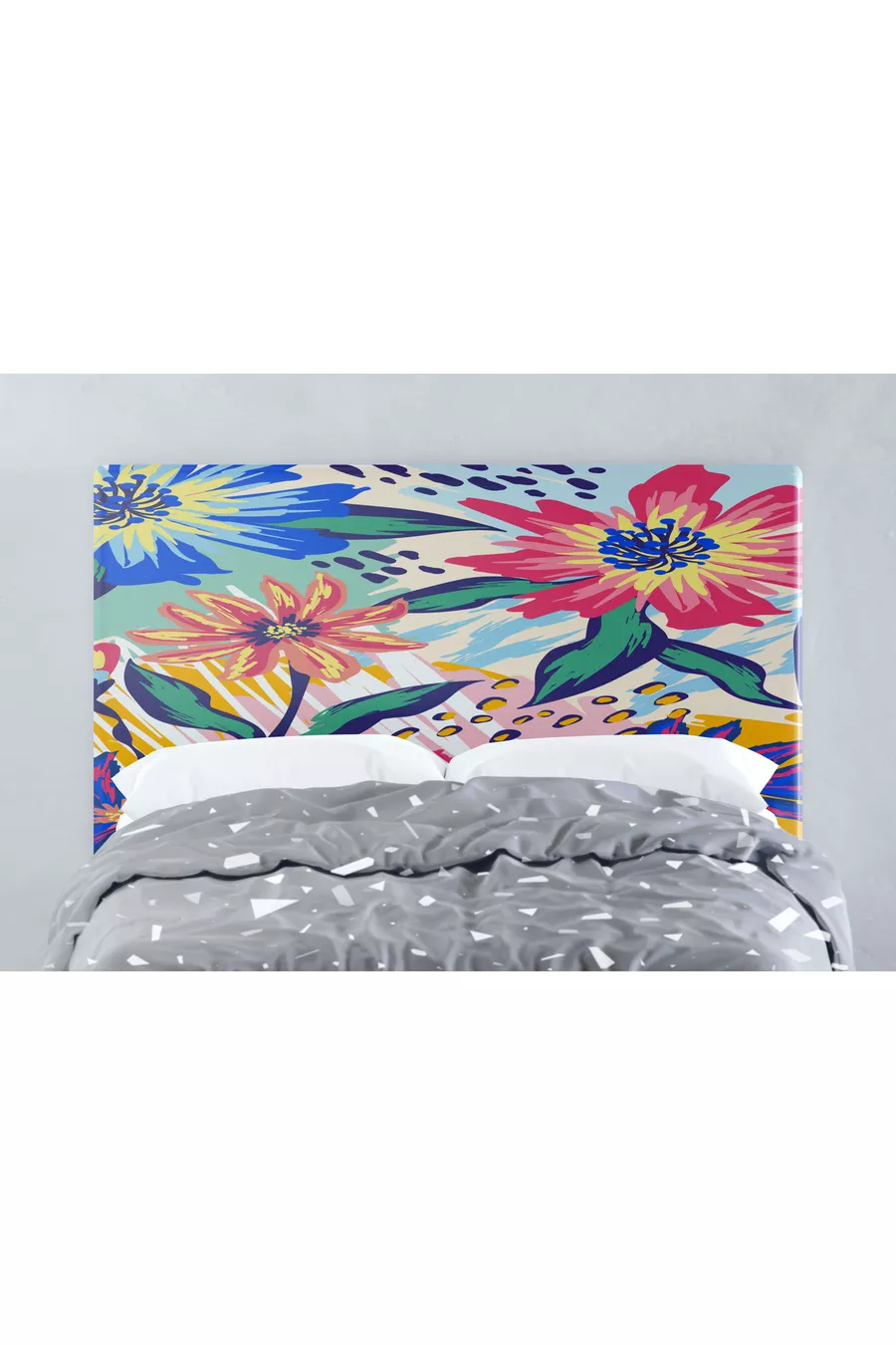 Housse de tête de lit à fleurs aux couleurs pastel