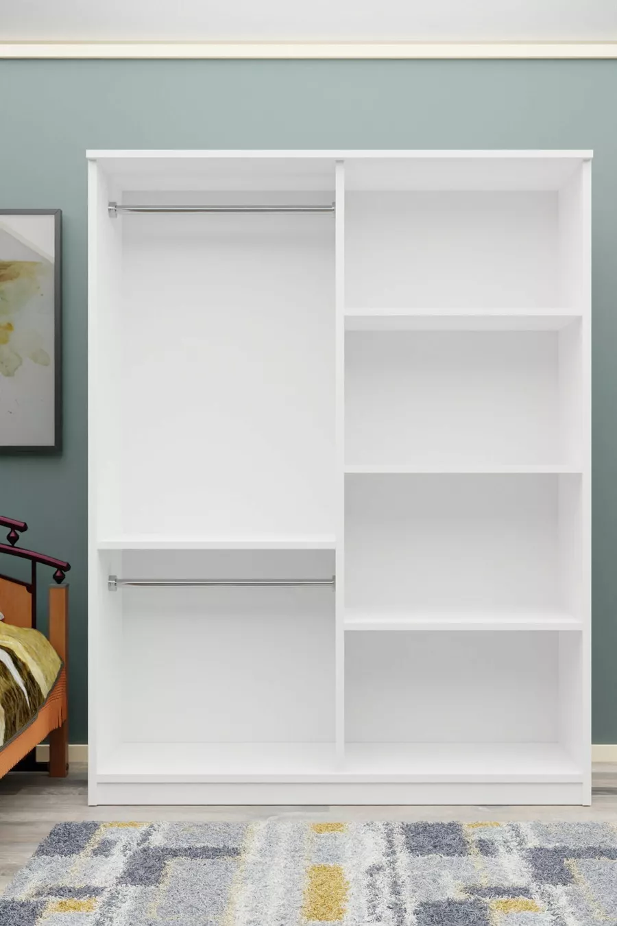 Gm  Atlas Armoire sans miroir noire à 4 portes avec poignées