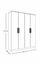 Gm  Atlas Armoire sans miroir noire à 4 portes avec poignées