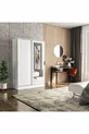 Armoire Berceste Blanche à 2 Portes Coulissantes avec Miroir et 8 Compartiments