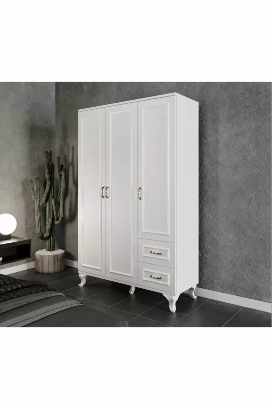 Armoire de campagne Kartopu à 3 portes et 2 tiroirs - MDF de première qualité