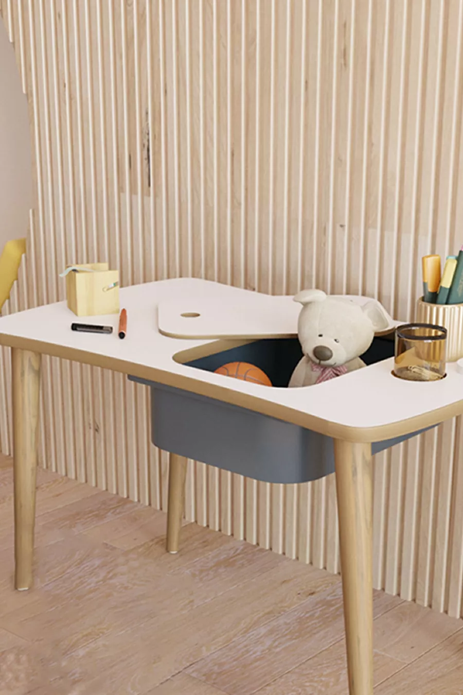 Bureau d'activité Montessori avec un seul tiroir