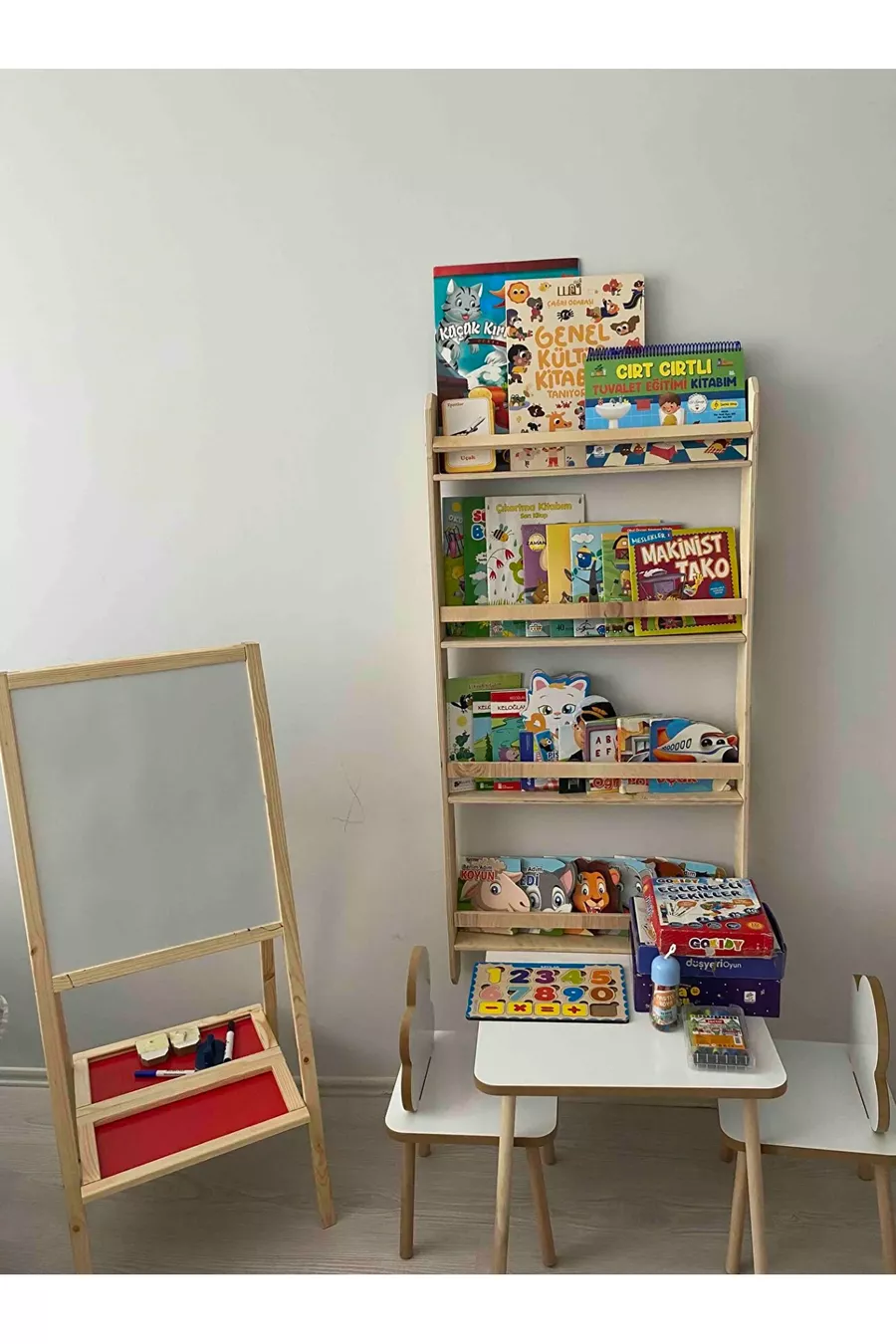 Bibliothèque Montessori en bois pour enfant, bibliothèque éducative