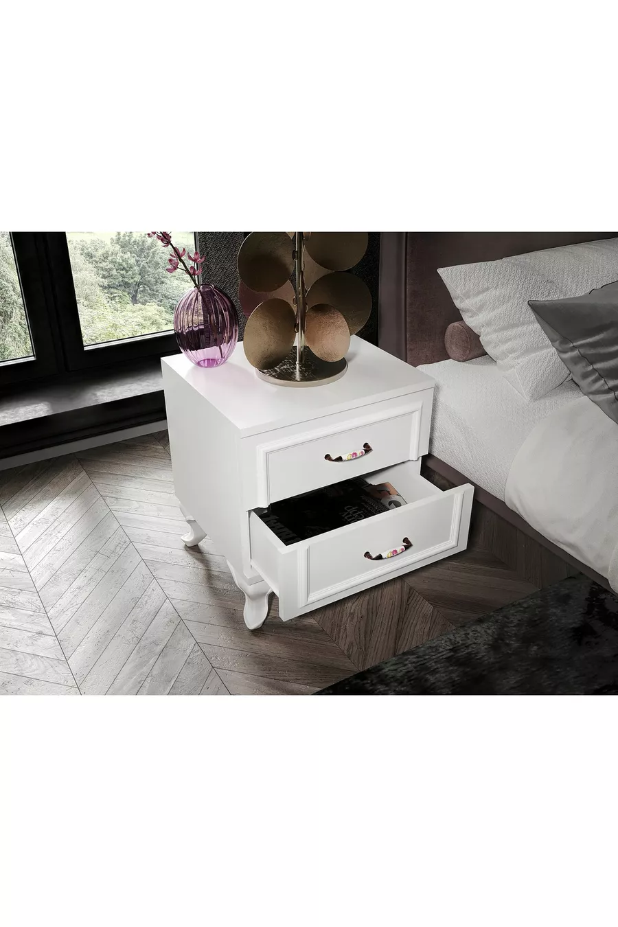Table de chevet Country à 2 tiroirs Kartopu - MDF de première qualité