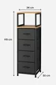Commode à 2 étagères et 4 tiroirs en cuir, commode à tiroirs en cuir, organisateur polyvalent pour chambre à coucher