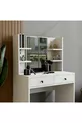 Coiffeuse blanche brillante avec miroir et 2 tiroirs, CM