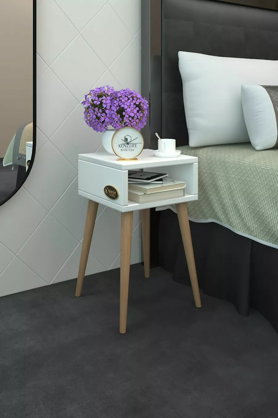 Table de chevet Ragnarok Byz Komodin ** avec pieds en bois