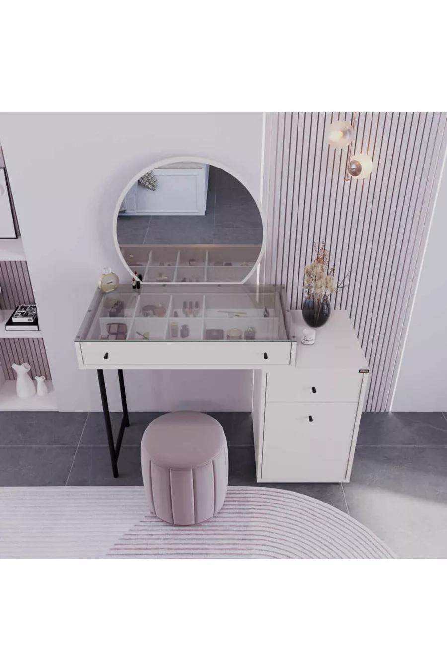 Coiffeuse Dior avec miroir - Vison cm