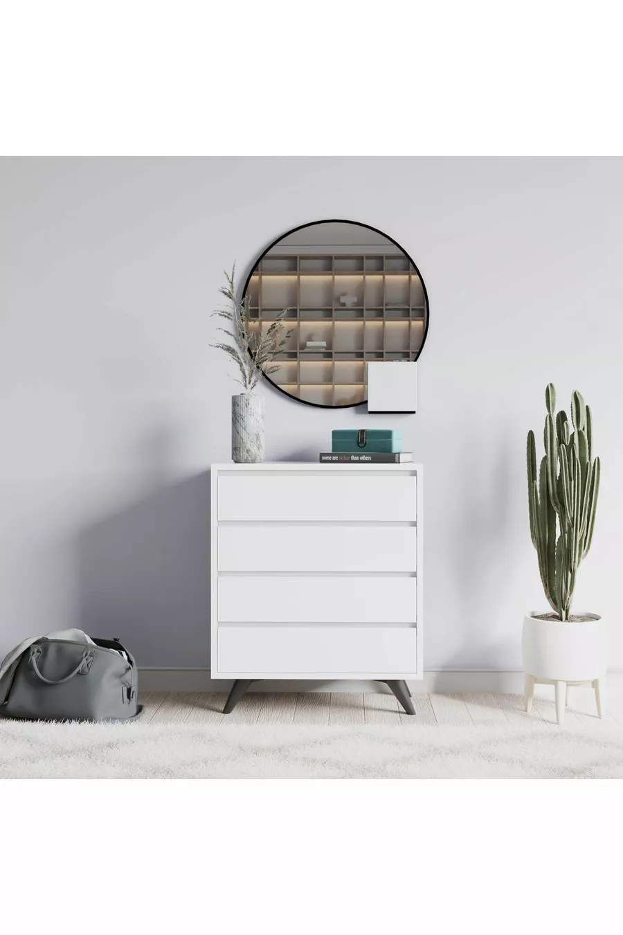 Commode Suvera à 4 tiroirs Blanc