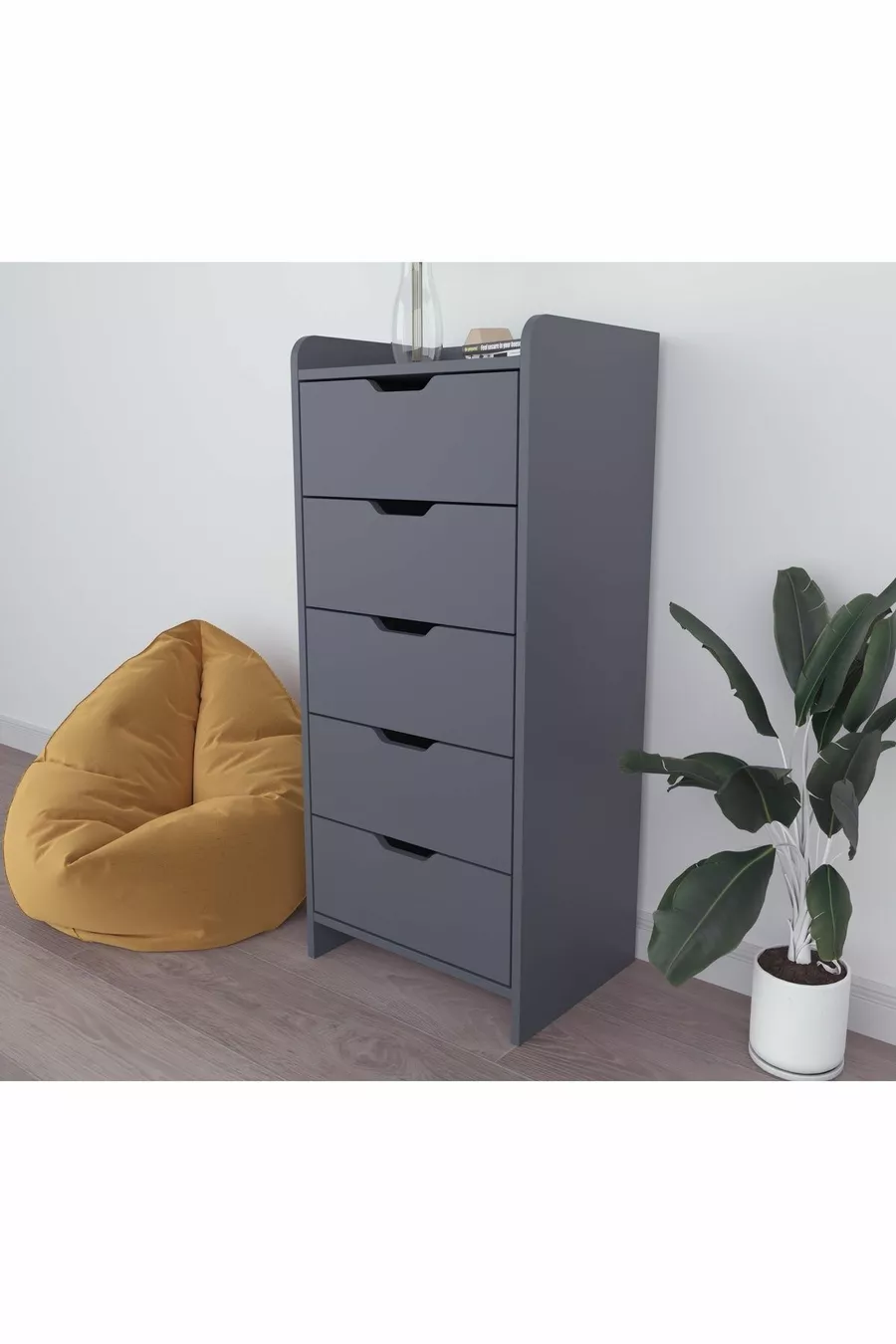 CHIFFONNIER LODOS 5 TIROIRS ANTHRACITE