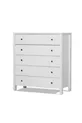 Commode moderne sur pieds Rio à 5 tiroirs, blanche