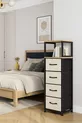 Commode à 2 étagères et 4 tiroirs en cuir, commode à tiroirs en cuir, organisateur polyvalent pour chambre à coucher