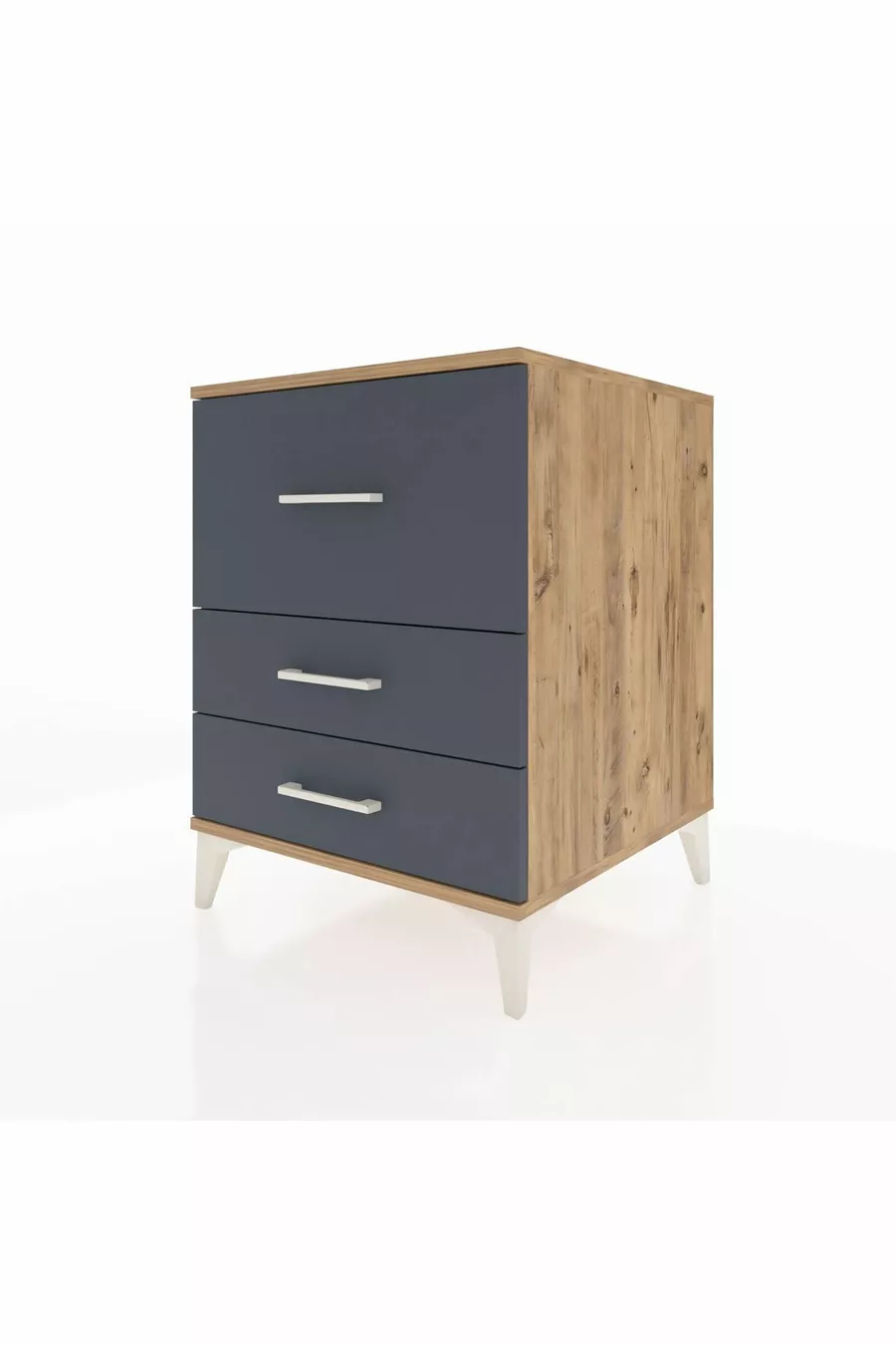 Chevet Kronos 3 tiroirs Pin-Anthracite