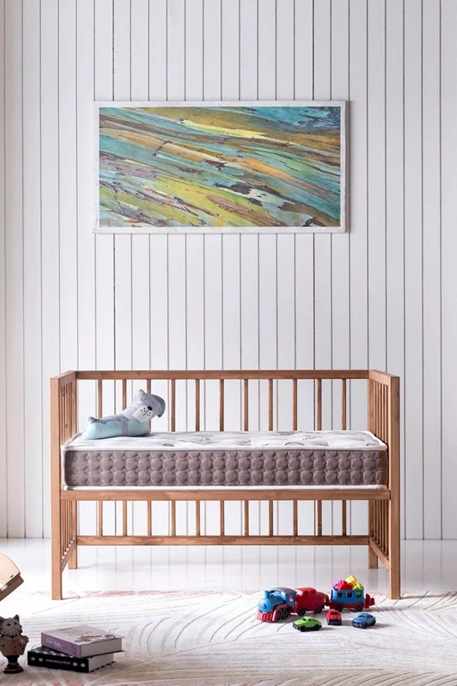 Lit Bamboo Park, Lit pour bébé, Lit de berceau, avec mousse orthopédique et tissu tricoté - Cm