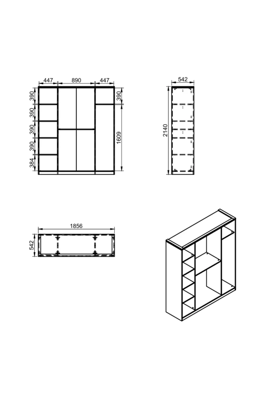 Armoire, Megan à 4 portes