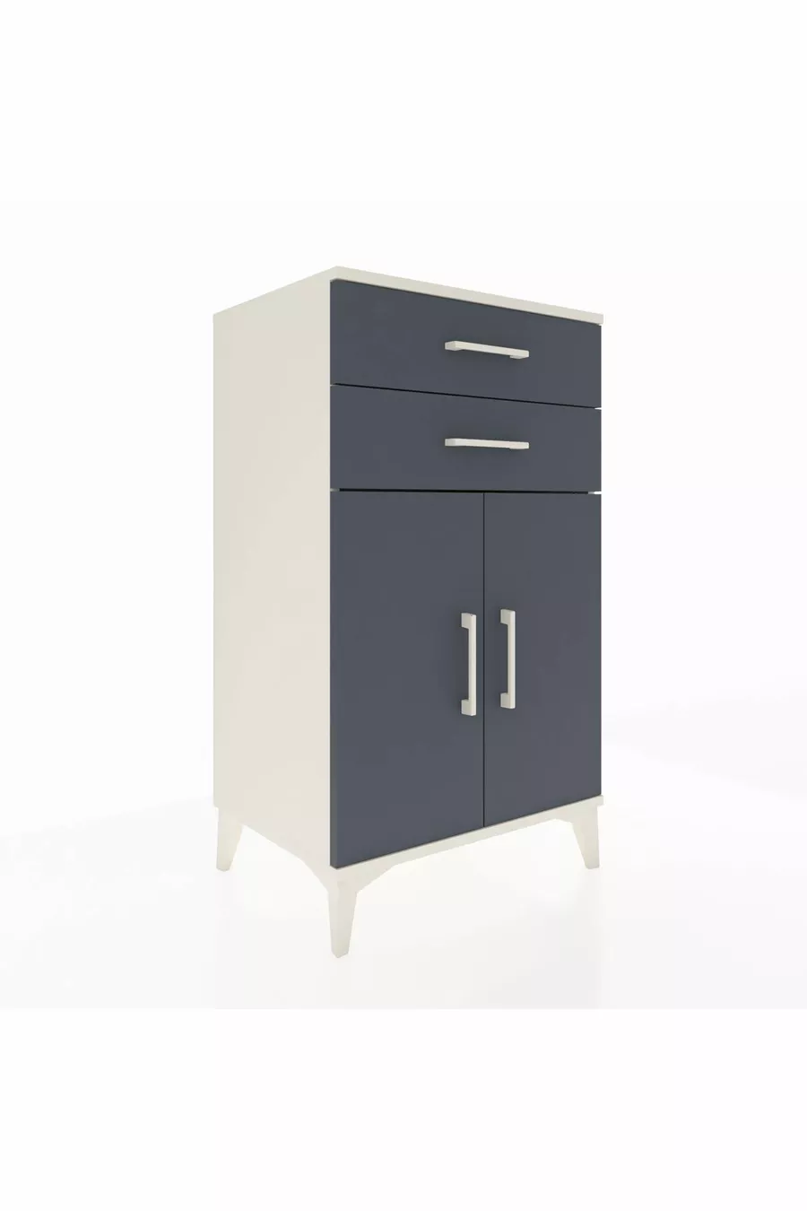 Commode Hyperion à une étagère, 2 tiroirs et 2 portes, Pierre de lune-Anthracite