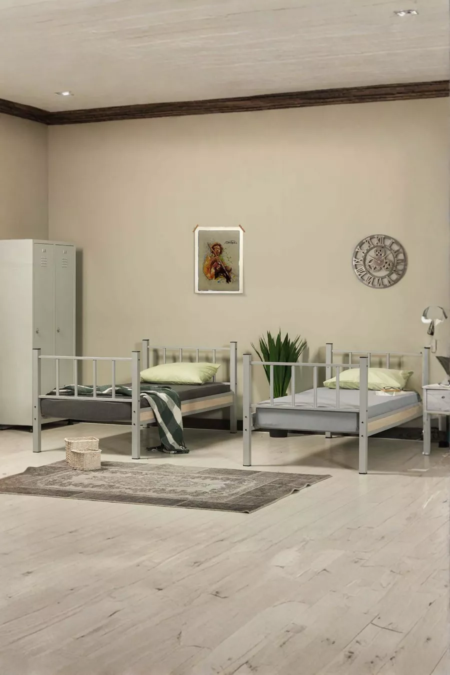 Lit superposé et lit simple en métal pour chambre d'enfant Yurt