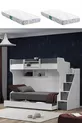 Lits superposés, Lit superposé Kardem avec tiroirs - Anthracite 2 matelas confort