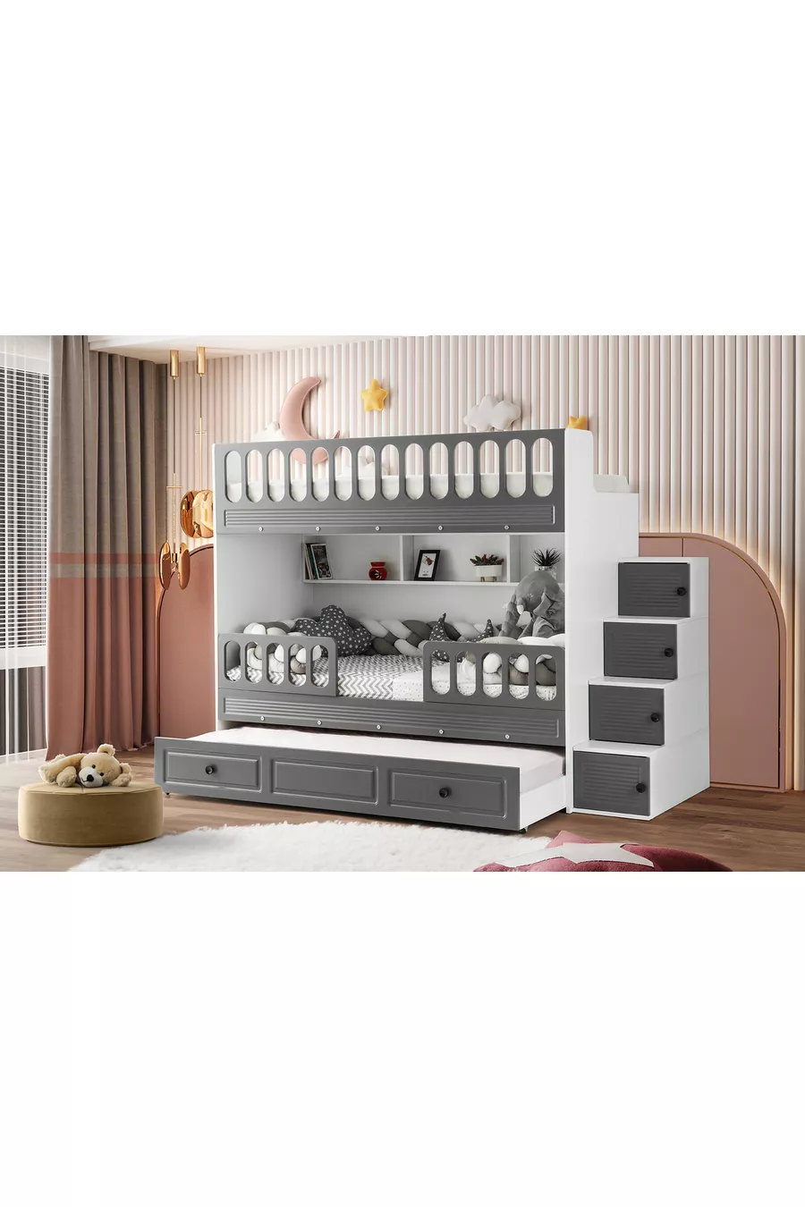 Lit superposé à volets / 2 matelas à ressorts en bambou inclus / Installation gratuite