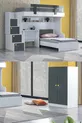 Lit superposé, lit superposé Metris, lit, bureau, armoire