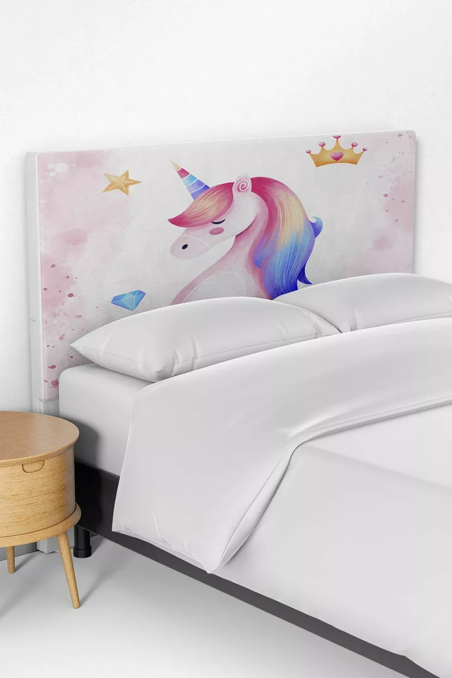 Housse de tête de lit pour chambre d'enfant avec motif licorne colorée