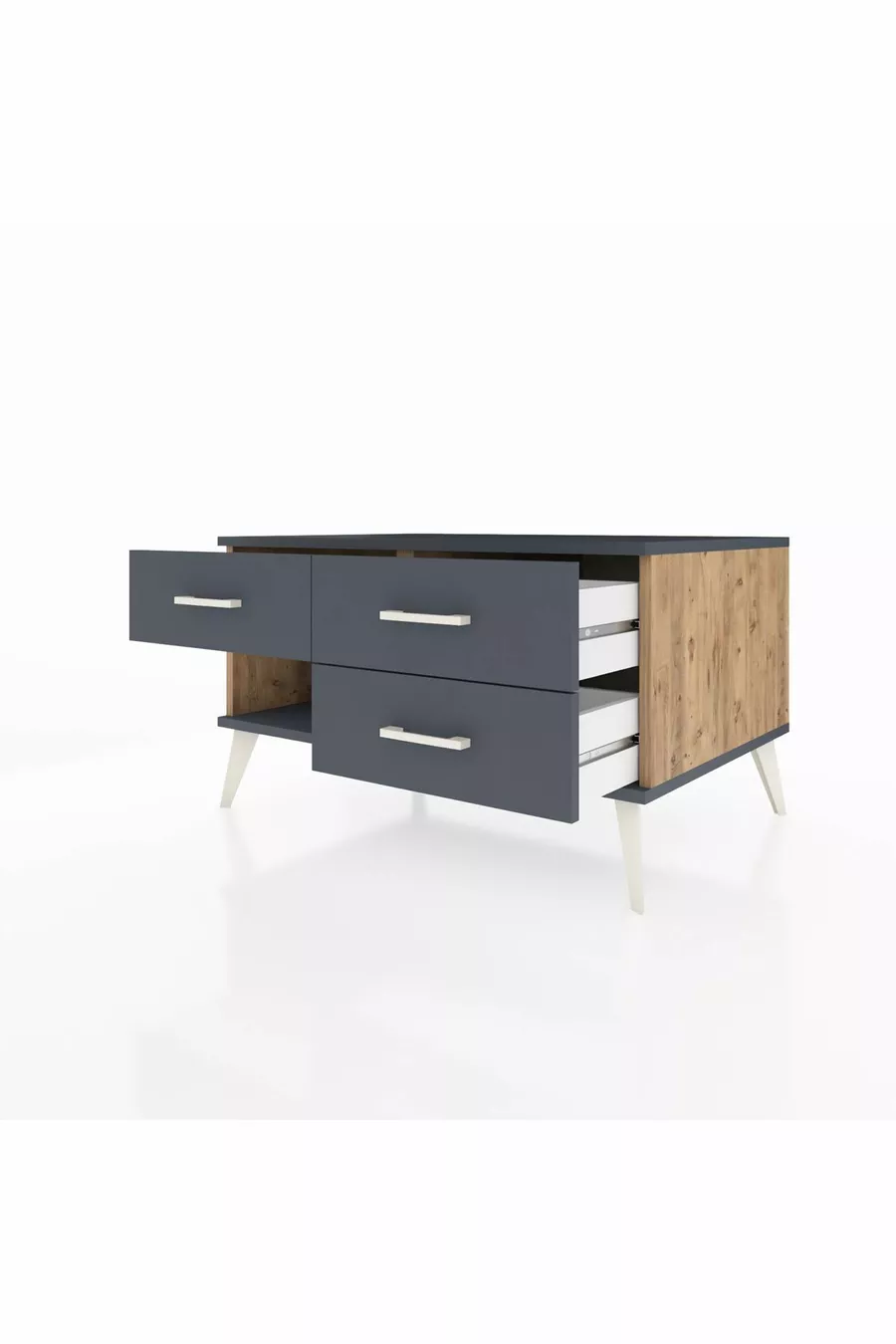 Commode Kronos à 3 tiroirs Pin-Anthracite