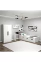 Chambre Jeune Akser Ensemble 4 pièces – Blanc (Bureau, Lit, Armoire, Étagère murale)