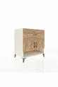 Commode Kronos avec 2 étagères, 1 tiroir et 2 portes, Pierre de Lune-Sapin