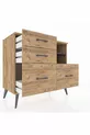 Commode Hyperion 2 étagères 4 tiroirs Pin-Anthracite/Pin