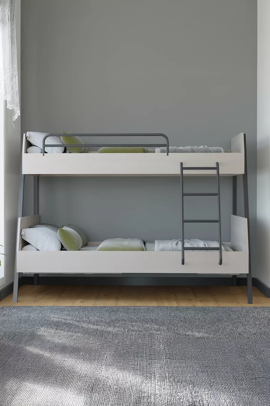 Lits superposés pour jeunes avec pieds en métal Cardi pour chambre d'enfant