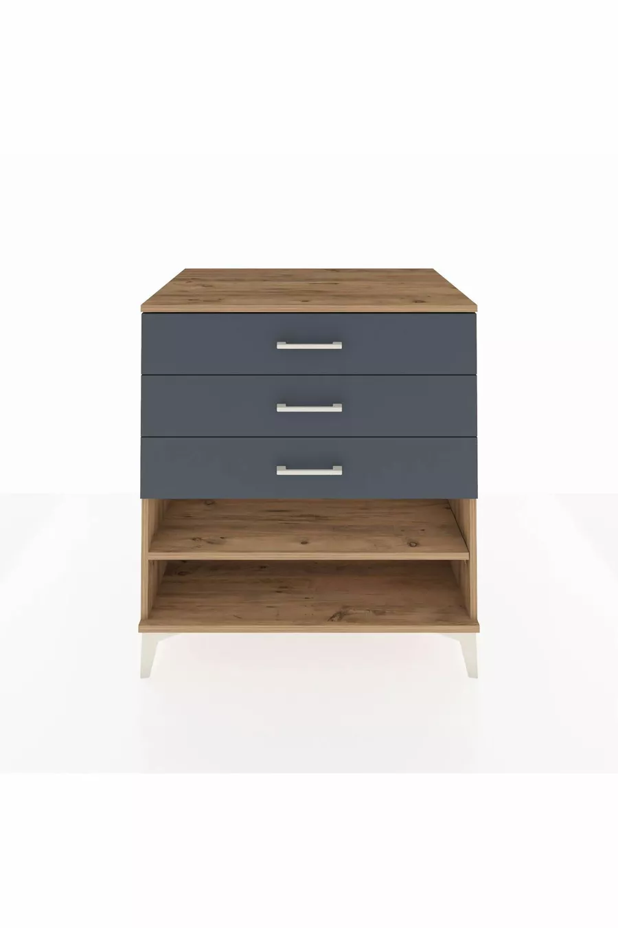 Commode Kronos à une étagère et trois tiroirs en pin-anthracite