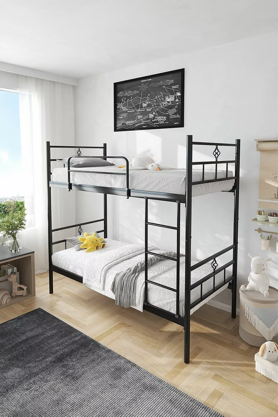 Koza Ranza Lits Superposés en Métal Noir Compatibles avec Matelas, Séparables