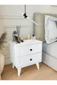 Table de chevet blanche brillante avec tiroirs de style campagne pour chambre à coucher