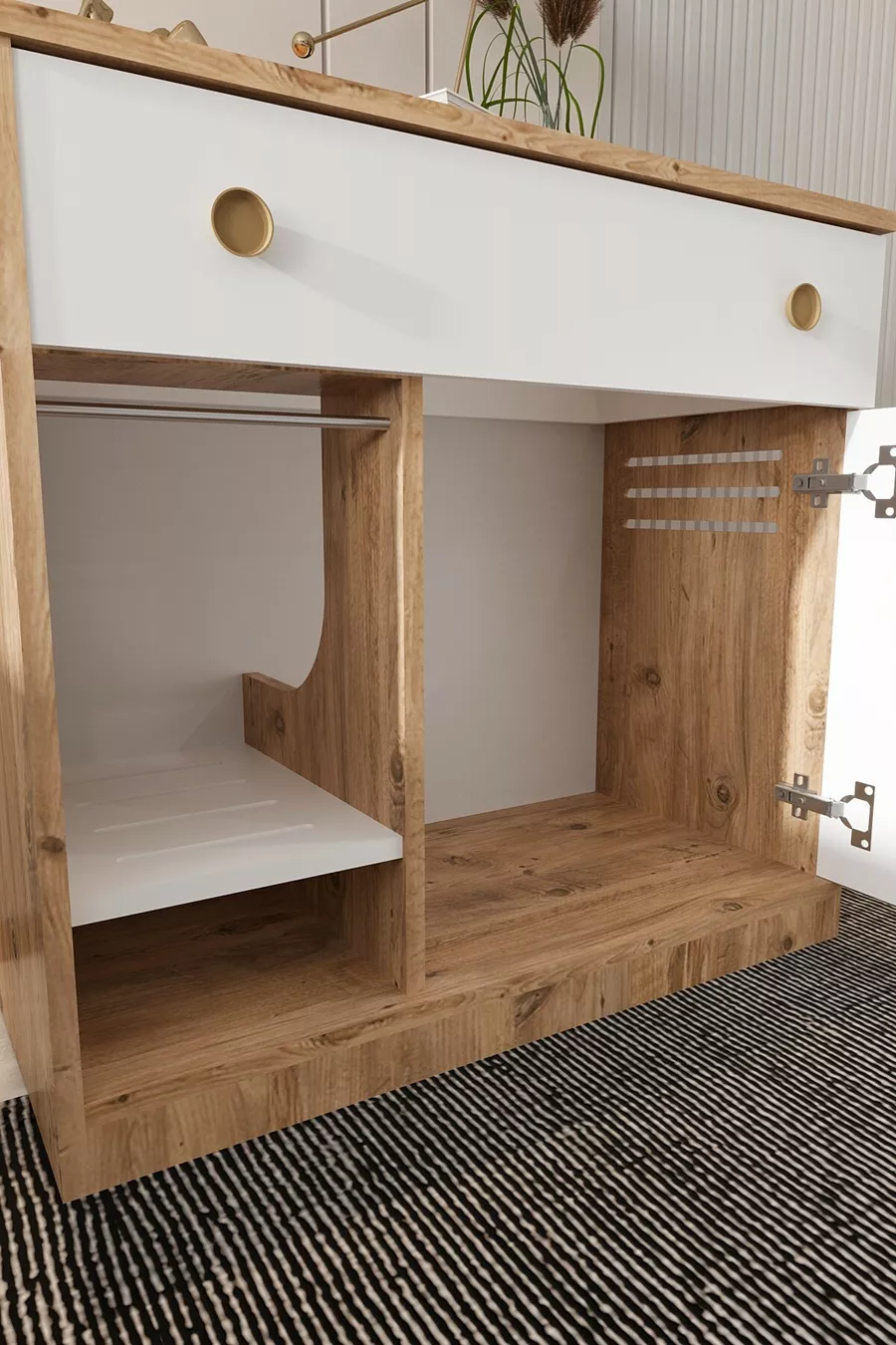 Litière pour chat en bois MONA avec tiroir - couvercle verrouillable - tissu d'entrée inclus - bac à litière non inclus - A.ÇAM-BYZ