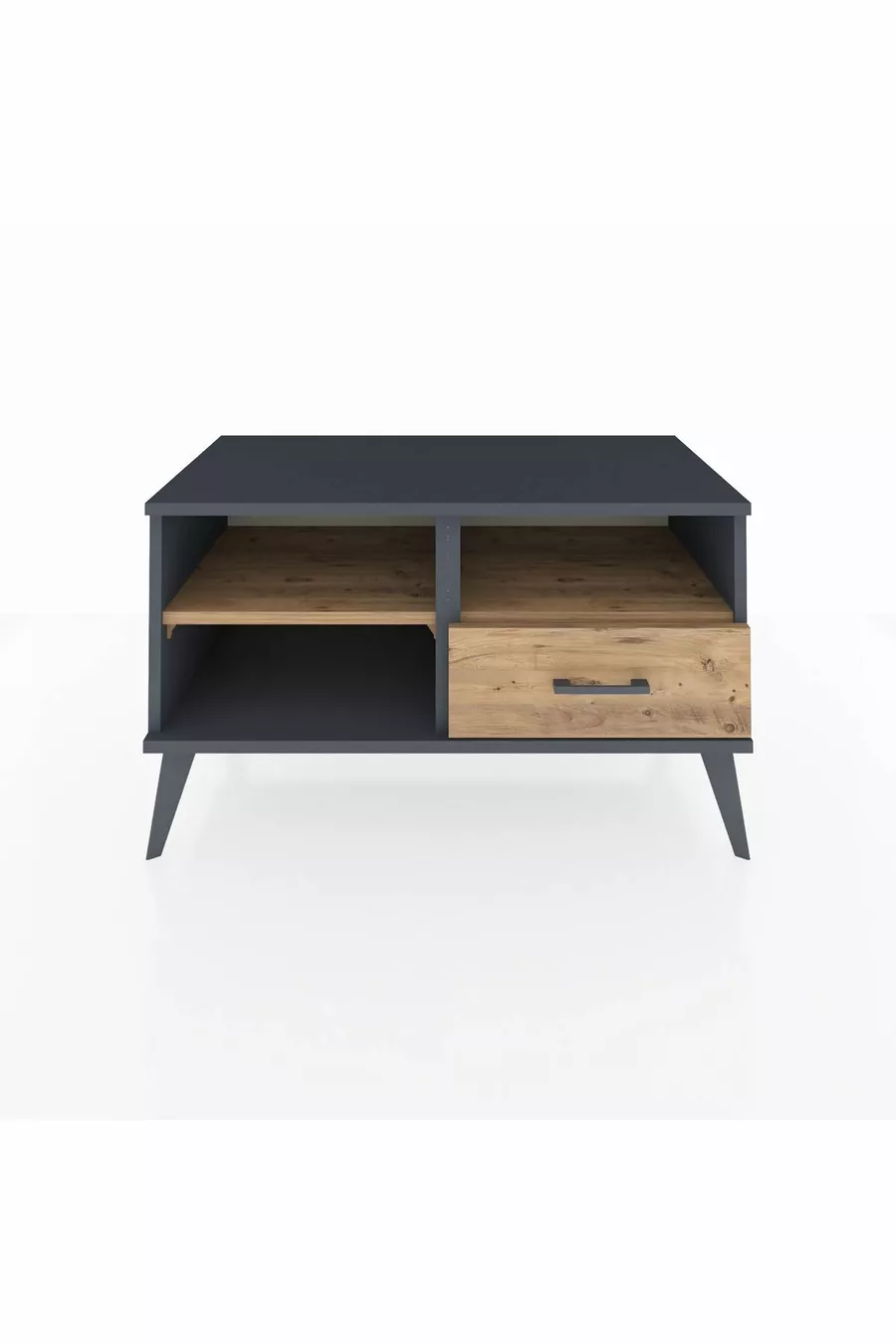 Commode Hyperion 2 étagères 1 tiroir Anthracite-Épicéa