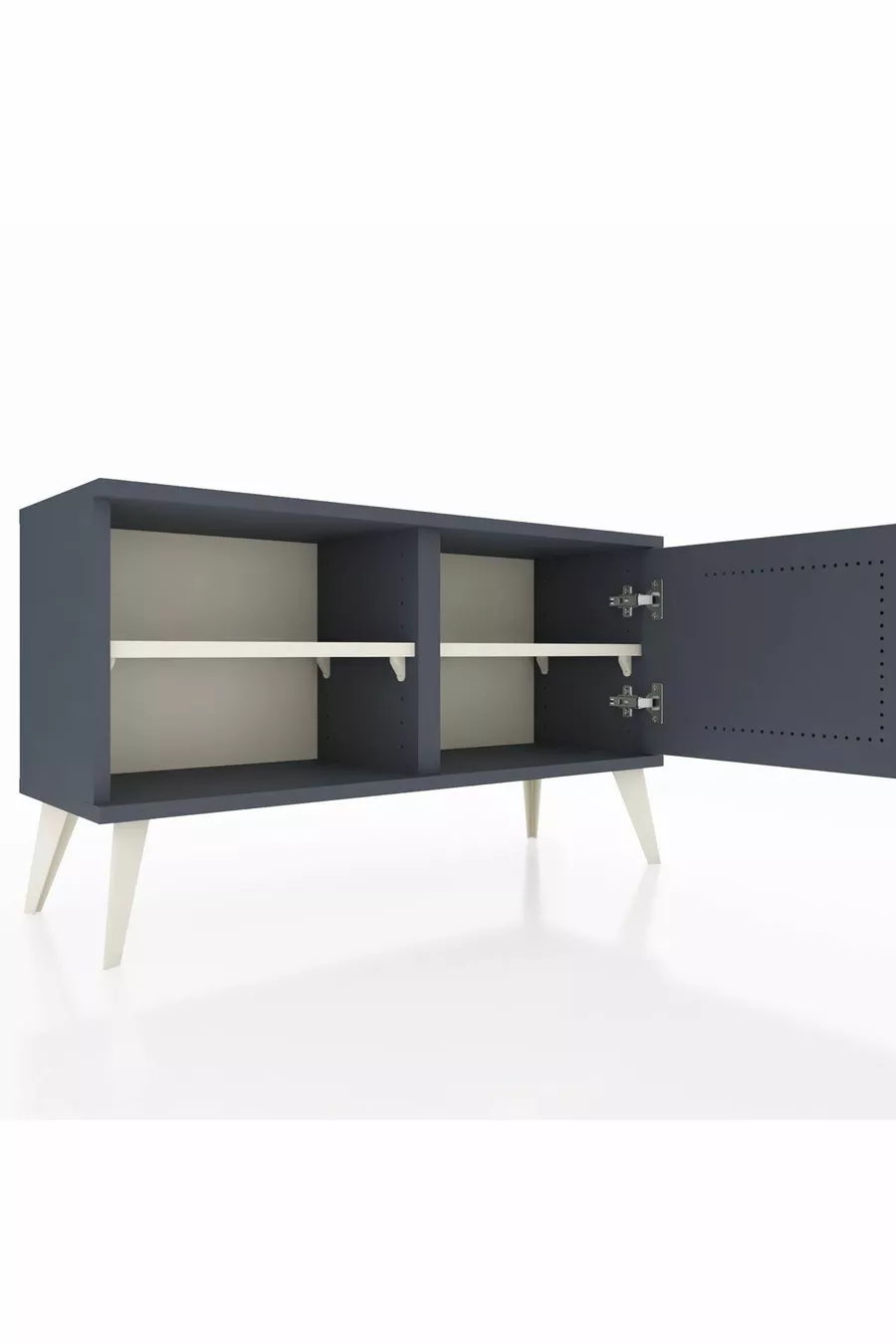 Commode Arges avec 2 étagères et une porte Anthracite-Anthracite/Marbre