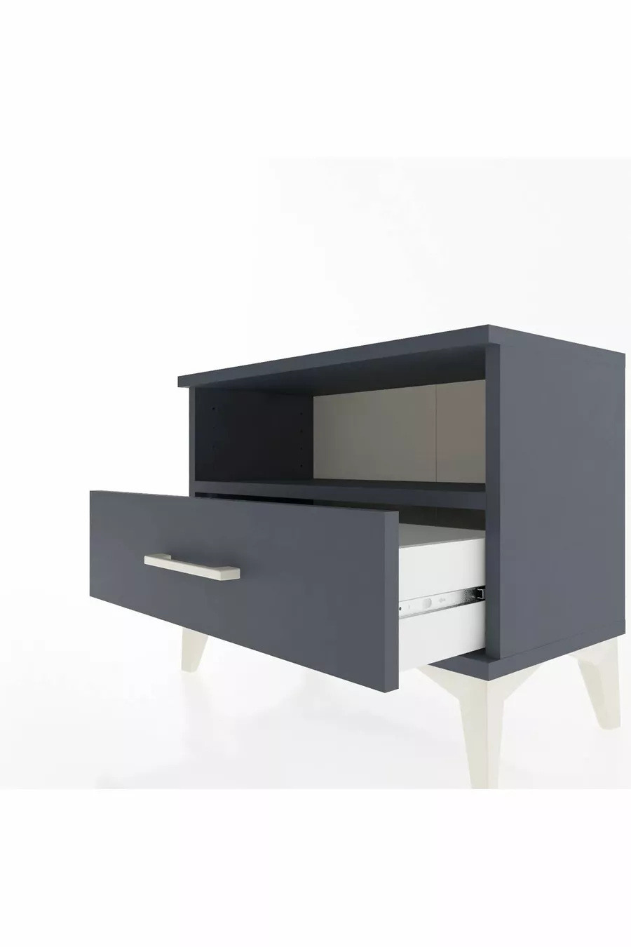 Table de chevet Arges à une étagère et un tiroir, anthracite-anthracite