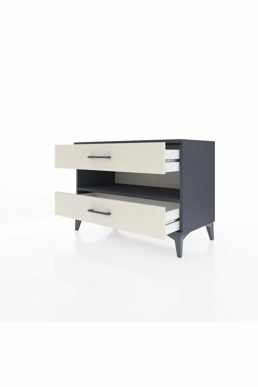 Commode Hyperion à une étagère et 2 tiroirs Anthracite-Pierre de Lune