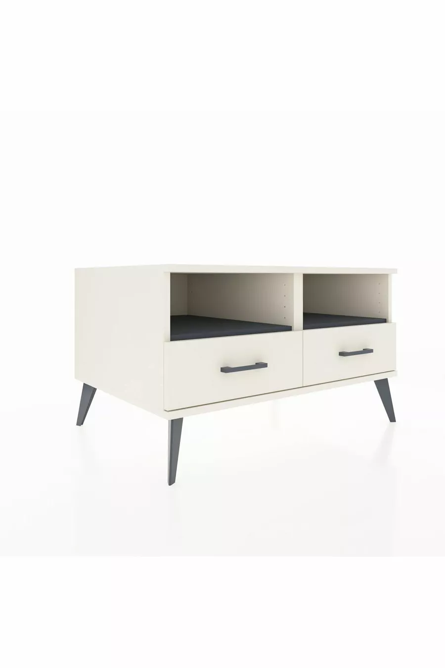 Commode Kronos 2 étagères 2 tiroirs Pierre de Lune-Anthracite/Pierre de Lune