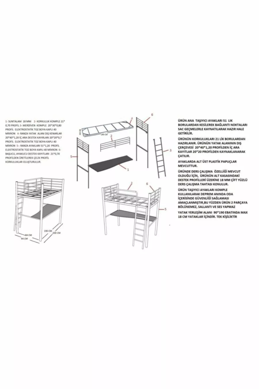 Lit superposé avec bureau