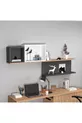 Chambre Jeune Akser Ensemble 4 pièces – Pin Atlantique Anthracite (Bureau, Lit, Armoire, Étagère Murale)