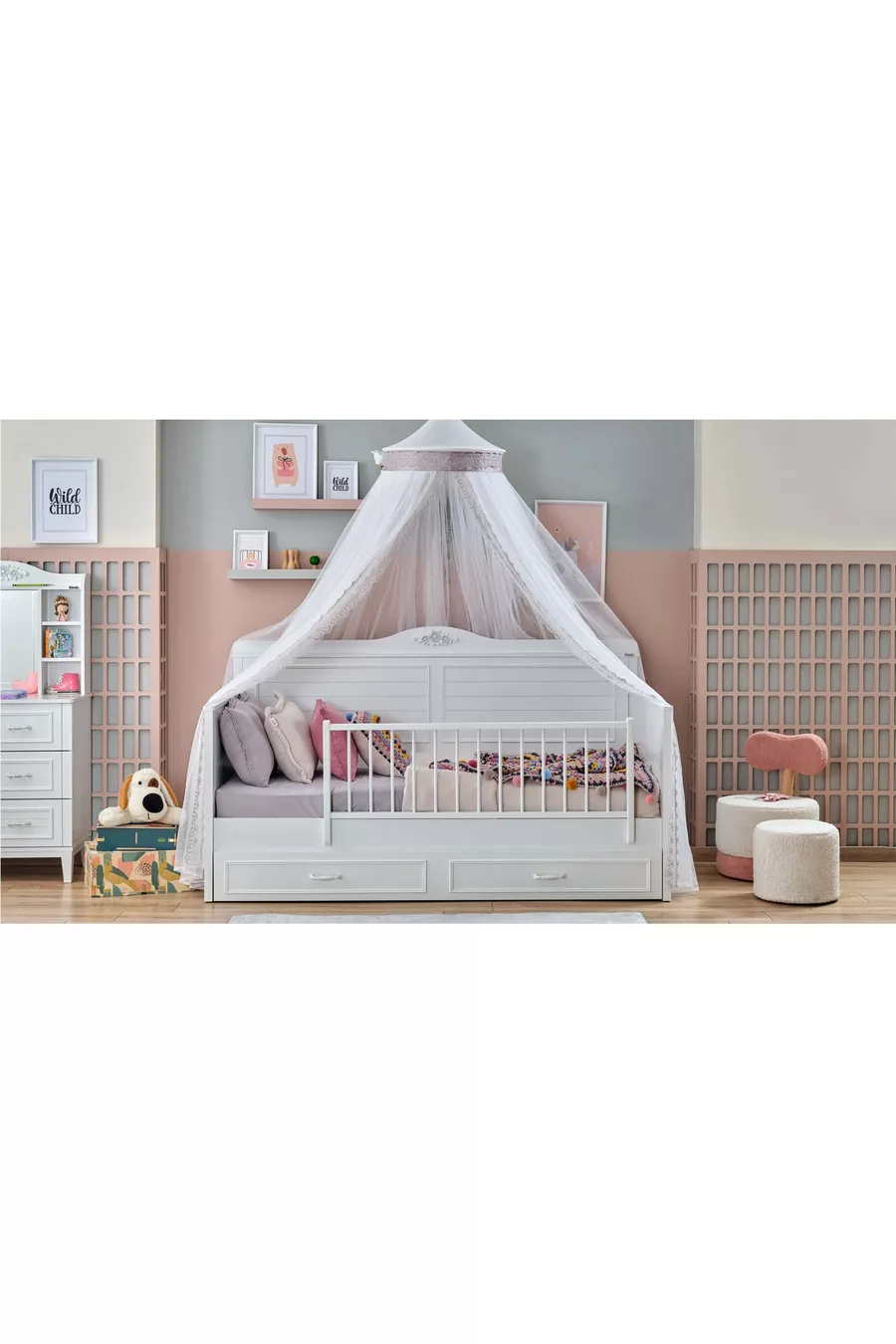 Chambre d'enfant Marje (Armoire à 3 portes + * Montessori + Commode avec miroir)