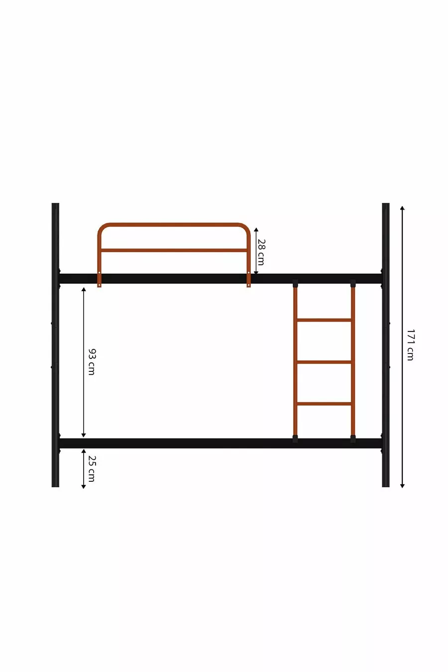 Lit superposé Trend compatible avec matelas Orange Séparable en métal