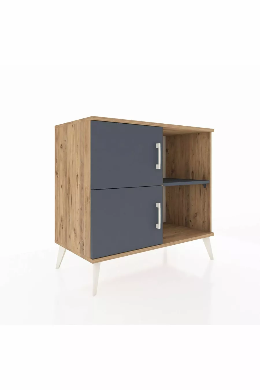 Commode Hyperion 2 étagères 2 portes Pin-Anthracite