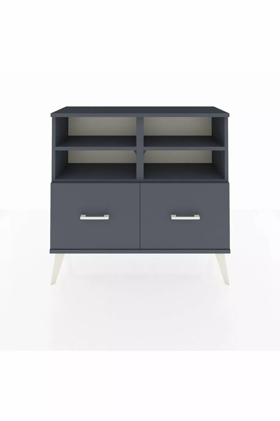 Commode Arges 4 étagères 2 tiroirs Anthracite-Anthracite