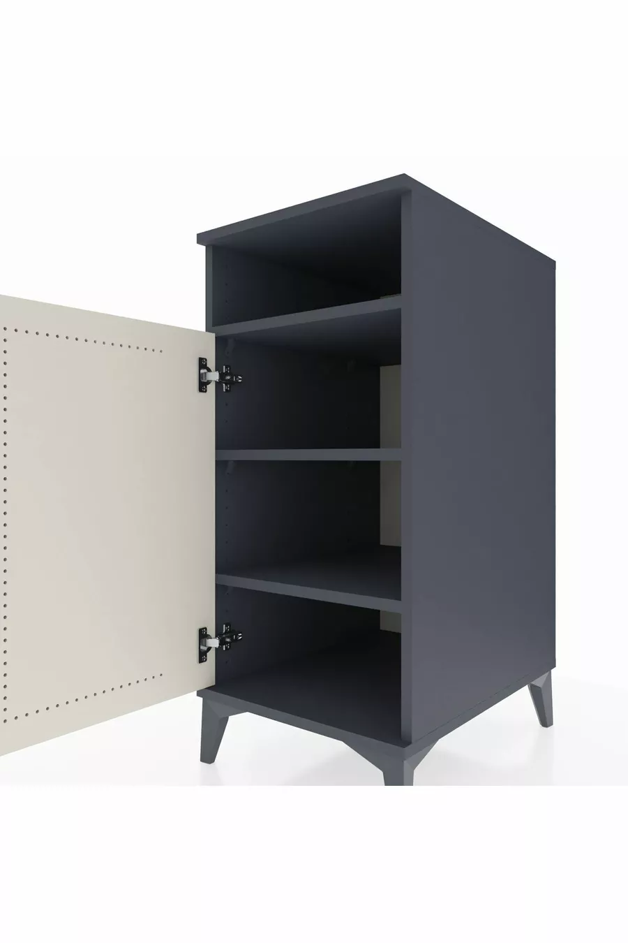 Table de chevet Kronos avec 3 étagères et 1 porte Anthracite-Pierre de lune